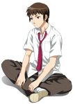 kyon male mattaku_mosuke necktie school_uniform short_hair simple_background sitting solo suzumiya_haruhi_no_yuuutsu 