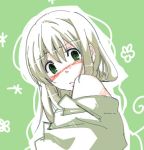  blush green_eyes long_hair maka_albarn shy soul_eater white_hair 