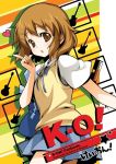  :o brown_eyes brown_hair cover cover_page hair_ornament hairclip hirasawa_yui k-on! open_mouth pointing reina_(black_spider) school_uniform short_hair solo 