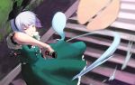  cherry_blossoms gachapinmuck katana konpaku_youmu konpaku_youmu_(ghost) myon sheath short_hair silver_hair stairs sword touhou unsheathing weapon 