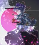  1girl bangs blue_hair eyeball floating_hair frills from_side gradient_hair hairband heart heartbeat komeiji_satori long_sleeves multicolored_hair nori_(stak819) purple_hair short_hair skirt solo third_eye touhou violet_eyes 