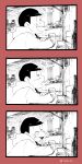  /\/\/\ 1boy 3koma ;) border comic highres hoodie itoda_(110da) male_focus monochrome one_eye_closed osomatsu-kun osomatsu-san osomatsu_(osomatsu-kun) pov red_border sitting smile solo star twitter_username 