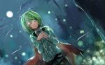  1girl amamitsu_kousuke antennae cape closed_eyes full_moon green_hair moon moonlight night open_mouth short_hair solo tagme touhou wriggle_nightbug 