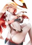  1girl blonde_hair breasts guilty_gear guilty_gear_xrd halo highres jack-o_(guilty_gear) long_hair multicolored_hair red_eyes redhead smile solo two-tone_hair 