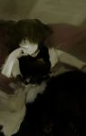  1girl absurdres dark futon_(kitsune_tsuki) highres onozuka_komachi sitting solo touhou 