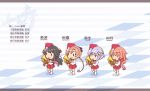  4girls akigumo_(kantai_collection) black_hair brown_hair crescent_hair_ornament garrison_cap hair_ornament hat isometric kantai_collection long_hair low_ponytail marching_band multicolored_hair multiple_girls mumyoudou naganami_(kantai_collection) orange_hair pink_hair purple_hair short_hair_with_long_locks tagme uzuki_(kantai_collection) yayoi_(kantai_collection) 