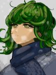  1girl alternate_costume casual green_eyes green_hair highres onepunch_man scarf solo tatsumaki 