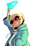  1boy animated animated_gif arm_up glowing glowing_eye grin hand_in_pocket hoodie magic pkbunny sans skeleton smile solo sweat tagme transparent_background undertale upper_body 