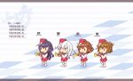  4girls akatsuki_(kantai_collection) blue_hair brown_hair folded_ponytail garrison_cap hair_ornament hairclip hat hibiki_(kantai_collection) ikazuchi_(kantai_collection) inazuma_(kantai_collection) instrument isometric kantai_collection long_hair marching_band multiple_girls mumyoudou short_hair tagme trumpet white_hair 