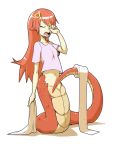  lamia materclaws miia_(monster_musume) monster_girl serpent toilet_paper yawning 