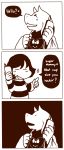  1girl 3koma =_= androgynous cellphone comic dot_pupils english flirting frisk_(undertale) heart highres mamaito monster_girl phone shirt smile sparkle striped striped_shirt toriel undertale 