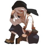  1boy baggy_clothes bandana boots dark_skin harvest_moon harvest_moon:_connect_to_a_new_land hobohochi nadi_(story_of_seasons) red_eyes tagme white_hair 