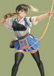  1girl bow_(weapon) gloves kaga_(kantai_collection) kantai_collection side_ponytail skirt solo thigh-highs weapon yamaneko_(tkdrumsco) 