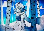  1girl letty_whiterock monochrome scarf setz touhou 