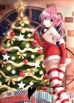  1girl ass christmas christmas_tree demon_tail gloves long_hair nana_asta_deviluke pink_hair solo striped striped_legwear tail thigh-highs to_love-ru twintails violet_eyes xyomouse 
