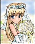  1girl blonde_hair blue_eyes cyber_(cyber_knight) dress elbow_gloves gloves hanna-justina_marseille long_hair sketch solo strike_witches veil wedding_dress 