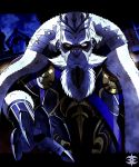  1boy armor beard black_hair cape facial_hair fire_emblem fire_emblem_if garon_(fire_emblem_if) gauntlets gloves highres misterror multicolored_hair red_eyes solo two-tone_hair white_hair 