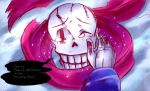  2boys decapitated disintegration dying english hand_on_another&#039;s_head highres mideater multiple_boys one_eye_closed papyrus_(font) papyrus_(undertale) sans scarf skeleton spoilers tagme tears undertale 