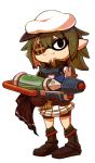  1girl eyepatch gloves inkling kantai_collection mecha_musume military military_uniform multiple_girls personification pointy_ears ryuuto_(ryutopia) school_uniform shoes short_hair smile solo splatoon squid tagme tentacle_hair uniform weapon world_war_ii 