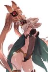  animal_ears blonde_hair breasts cape granblue_fantasy long_hair metella_(granblue_fantasy) natsuhiko profile thigh-highs twintails 