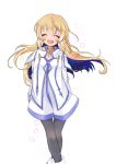  1girl :d arms_behind_back black_legwear blonde_hair blush choker closed_eyes collet_brunel long_hair oonishi_nakanishi_konishi open_mouth pantyhose smile solo tales_of_(series) tales_of_symphonia thigh_gap white_background 