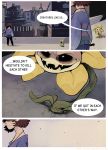  androgynous brown_hair comic english flower flowey_(undertale) frisk_(undertale) jewelry kayla_marquez knife necklace pantyhose shorts spoilers striped striped_sweater sweater tagme undertale 