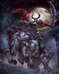  armor cape final_fantasy final_fantasy_vii full_moon horns horse moon odin_(final_fantasy) sword weapon yuchenghong 
