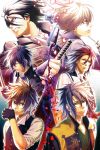  black_hair chikage_kazama hakuouki_shinsengumi_kitan harada_sanosuke hijikata_toshizou_(hakuouki) kazuki_yone okita_souji_(hakuouki) purple_eyes saitou_hajime_(hakuouki) toudou_heisuke 