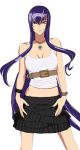  1girl blue_eyes busujima_saeko casual highres highschool_of_the_dead long_hair looking_at_viewer purple_hair solo 