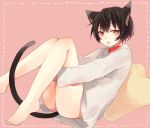  1boy animal_ears aobe_mahito ass black_hair bottomless cat_ears cat_tail catboy male_focus original tail 
