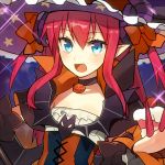 1girl blue_eyes fate/extra fate/extra_ccc fate/grand_order fate_(series) halloween_costume halloween_elizabeth_(fate/grand_order) hat horns lancer_(fate/extra_ccc) long_hair open_mouth pink_hair pointy_ears sanae_(satansanae) solo witch_hat 