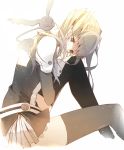  1girl black_legwear d.gray-man fukuda935 lenalee_lee long_hair sitting skirt solo thigh-highs timcanpy white_background 