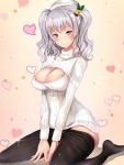  1girl alternate_costume breasts cleavage highres kantai_collection kashima_(kantai_collection) open-chest_sweater solo sweater untsue 
