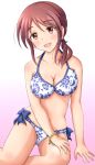  1girl bikini breasts brown_eyes brown_hair highres idolmaster idolmaster_cinderella_girls long_hair mifune_miyu nikukyuu_(vento-aureo-giogio) smile solo swimsuit 