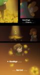  androgynous blush_stickers brown_hair carrying chara_(undertale) closed_eyes comic english fading flower flower_bed flowey_(undertale) frisk_(undertale) highres petals shirt smieska smile spoilers striped striped_shirt tagme undertale 