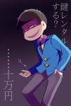  1boy evil_grin evil_smile gradient gradient_background grin ichimatsu key looking_at_viewer male_focus messy_hair osomatsu-kun osomatsu-san pina710 purple_background shaded_face simple_background smile solo translated 