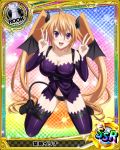  1girl artist_request blonde_hair card_(medium) character_name chess_piece covered_nipples detached_sleeves fake_horns fake_tail high_school_dxd long_hair official_art rook_(chess) shidou_irina trading_card twintails v very_long_hair violet_eyes 
