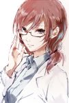  1girl adjusting_glasses glasses looking_at_viewer love_live!_school_idol_project nishikino_maki older redhead sen&#039;yuu_yuuji smile solo violet_eyes 