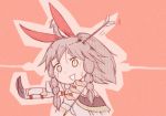  1girl ahoge arrow arrow_in_head bow braid brown_hair chibi emma_(fire_emblem) fire_emblem fire_emblem_cipher gauntlets gloves open_mouth ponytail red_background solo third yellow_eyes 