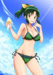  1girl 4x4=16 bikini food green_bikini green_eyes green_hair ice_cream long_hair midorikawa_nao ponytail precure smile_precure! swimsuit 