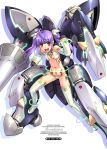  1girl flat_chest long_hair magaki_ryouta mecha_musume open_mouth purple_hair red_eyes solo twintails 
