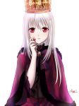  1girl amksaoi crown k_(anime) kushina_anna long_hair red_eyes silver_hair simple_background solo white_background 