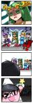  !! 4boys 4koma bayonetta bayonetta_(character) black_hair blonde_hair comic commentary crossed_arms dragonith facial_hair glasses green_hair hat high_heels highres kid_icarus kirby kirby_(series) long_hair super_mario_bros. metroid mole mole_under_mouth multiple_boys mustache palutena ponytail samus_aran short_hair super_smash_bros. waluigi zero_suit 