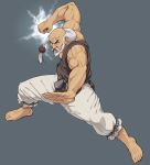  1boy bald barefoot beard facial_hair gouken long_hair muscle old_man solo street_fighter street_fighter_iv white_hair 