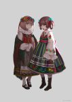  2girls blue_eyes boots dress european_clothes flower folklore green_eyes highres multiple_girls original poland polish polish_clothes traditional_clothes 