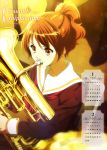  1girl absurdres calendar character_name copyright_name euphonium february hibike!_euphonium highres instrument january oumae_kumiko ponytail school_uniform serafuku solo 