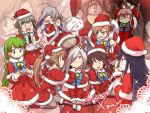  6+girls ahoge akigumo_(kantai_collection) alternate_costume asashimo_(kantai_collection) ass baseball_bat bell black_hair blue_eyes blush braid brown_eyes brown_hair camera christmas fake_mustache fang futatsuki_hisame glasses green_eyes green_hair hair_over_one_eye hat hayashimo_(kantai_collection) kantai_collection kazagumo_(kantai_collection) kiyoshimo_(kantai_collection) long_hair makigumo_(kantai_collection) multicolored_hair multiple_girls naganami_(kantai_collection) open_mouth panties panties_under_pantyhose pantyhose ponytail santa_costume santa_hat shaded_face single_braid sitting skirt skirt_lift smile takanami_(kantai_collection) tears tray underwear very_long_hair yuugumo_(kantai_collection) 