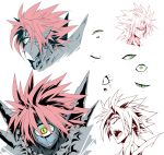 0nodera 1boy alien cyclops facial_expressions green_eyes lord_boros male_focus monochrome one-eyed onepunch_man pink_hair pointy_ears sharp_teeth solo spiky_hair yellow_eyes 