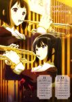  2girls absurdres calendar character_name copyright_name december hibike!_euphonium highres instrument kousaka_reina mole mole_under_eye multiple_girls nakaseko_kaori november school_uniform serafuku trumpet 