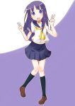  1girl highres hinata_yukari long_hair miiyon open_mouth purple_hair v yuyushiki 